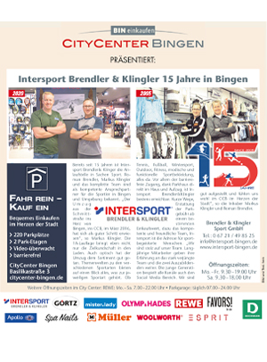 Intersport Brendler & Klingler 15 Jahre in Bingen